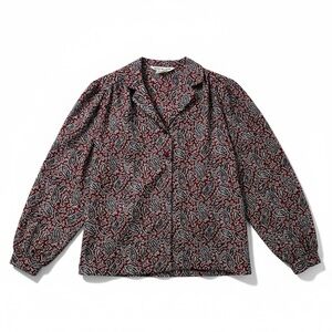 Vintage 70s Ship’n Shore Inner Visions Blouse Red Paisley XL Button Front Retro